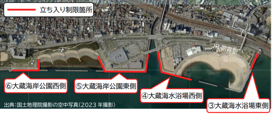 大蔵海岸の海岸保全施設における立ち入り制限について